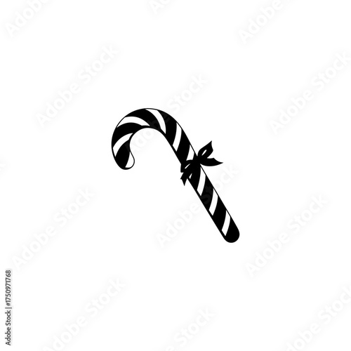 Candy cane silhouette, festive holiday vector, Christmas candy cane silhouette vector Illustration on white background,