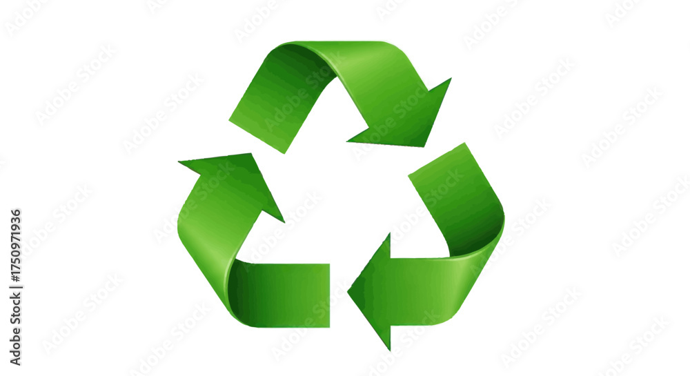 Fototapeta premium Green recycling symbol with three chasing arrows.