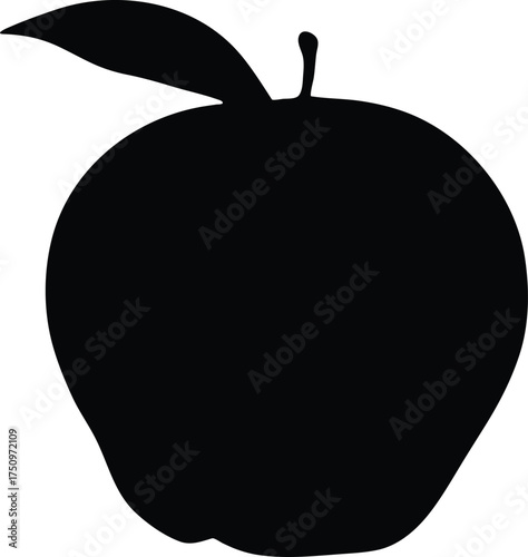 Dark Silhouette Apple for Food and Design Projects