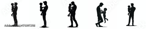 vector silhouette of a father carrying his child