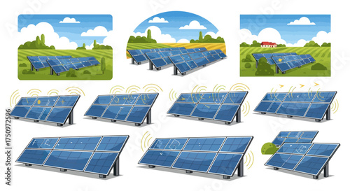 Solar Panels Array: Renewable Energy Generation in Field Scenery.