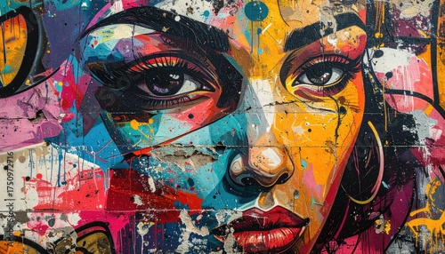 Vibrant Colorful Abstract Portrait Painting of a Woman