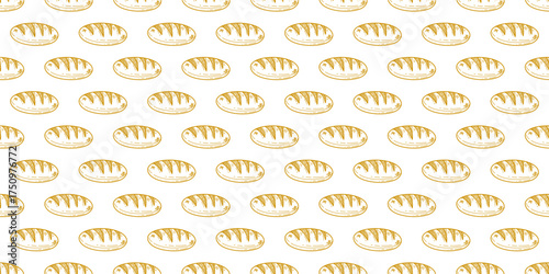 baguette pattern background. doodle bread pattern background. Bakery theme pattern background. Bake shop themes pattern doodle for packaging.