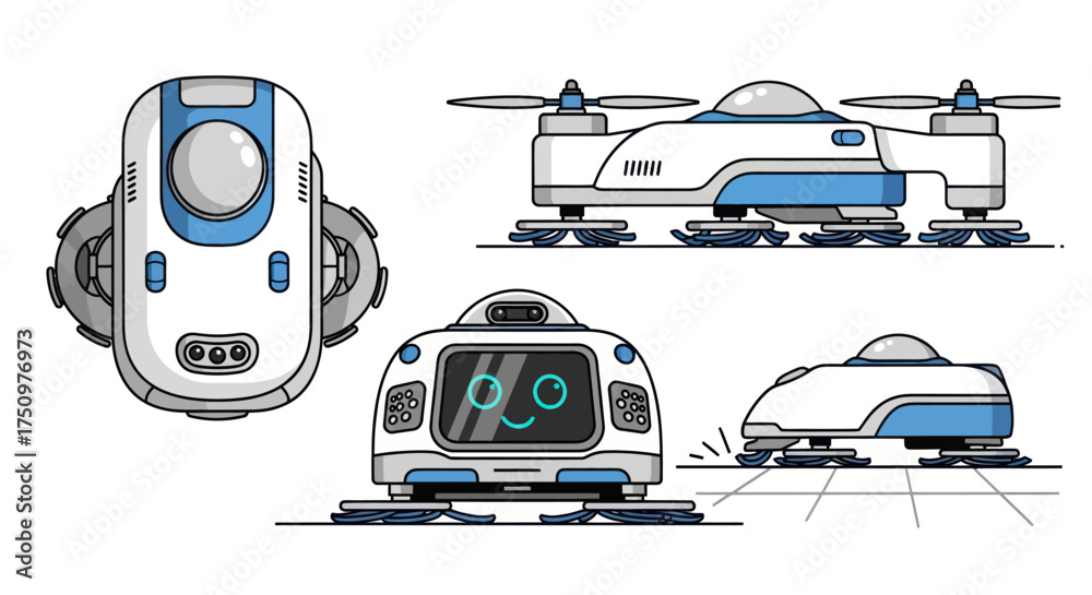 Obraz premium Collection of futuristic cleaning robots with various designs and functionalities.