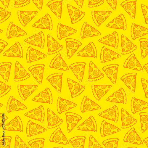 doodle pizza pattern background. Seamless Pattern pizza doodle style. pizza hand draw pattern background. pizza pattern for packaging.