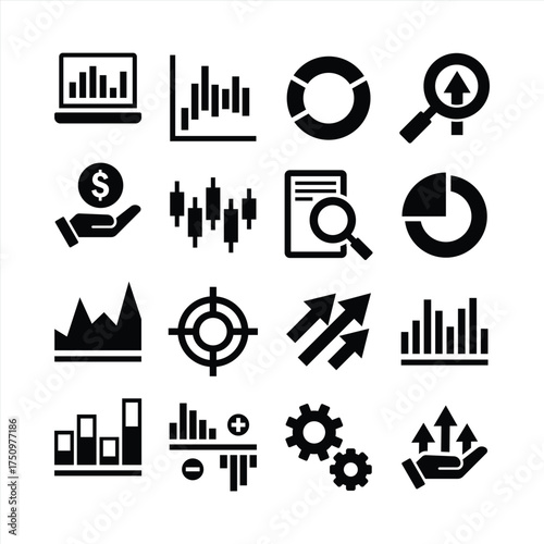 Stock Market Trading Icons Set. Vector