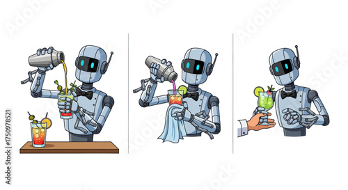 Robotic Bartender Preparing Cocktails with Precision and Flair.