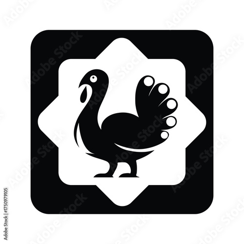 Illustration of a turkey in black and white, perfect for thanksgiving designs