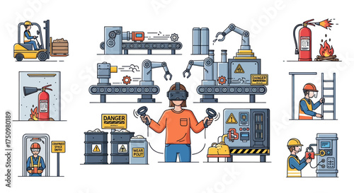 Person Wearing VR Headset Interacting with Virtual Environment.