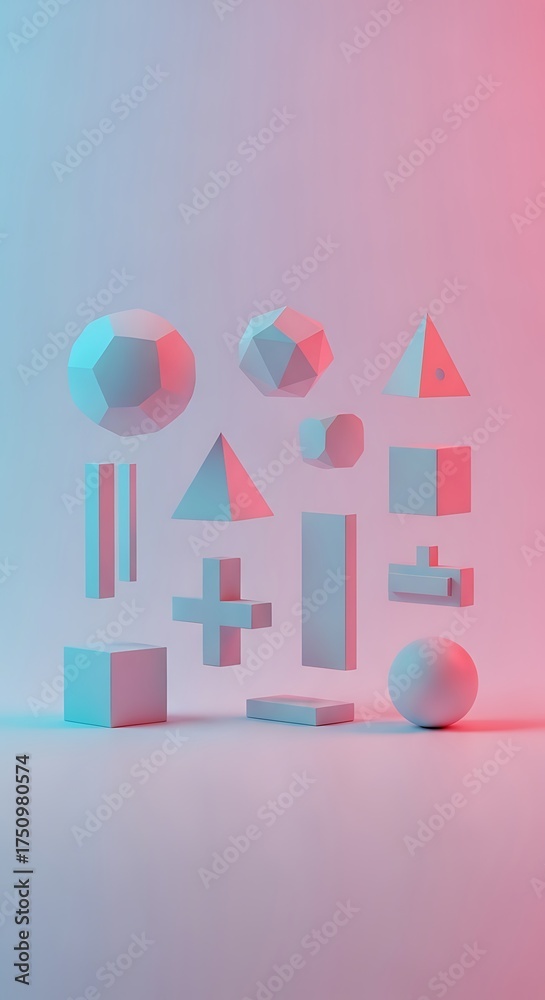 Fototapeta premium Geometric Shapes in Pastel Lighting - A Minimalist Composition.