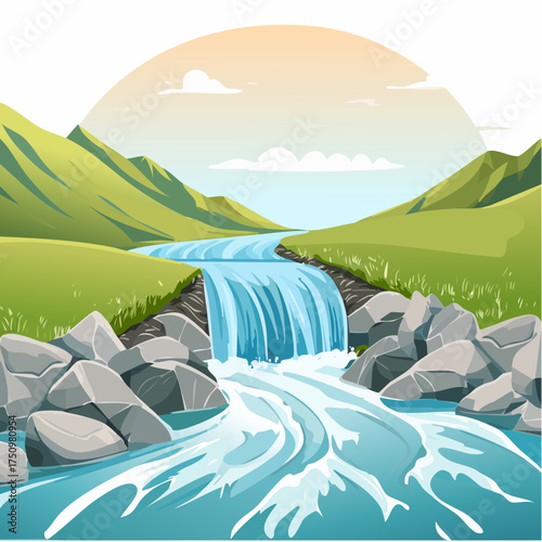 Gletscherfluss im Sommer