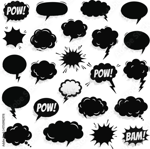 Comic Book Speech Bubbles and Sound Effects Set