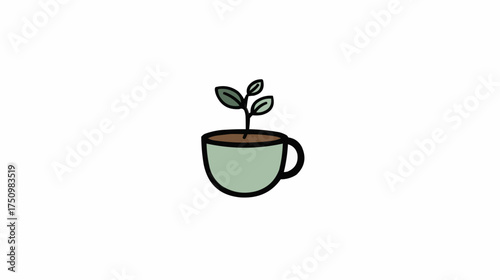 Coffee cup with plant icon for sustainable products and eco-apps