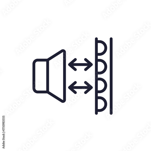 acoustic isolation icon, soundproofing line design on white