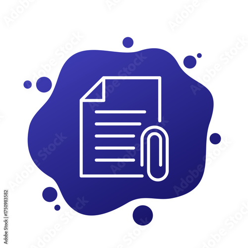 attachment icon with a document, line design
