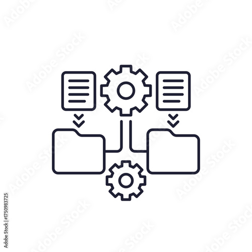 data management icon with folders in line design