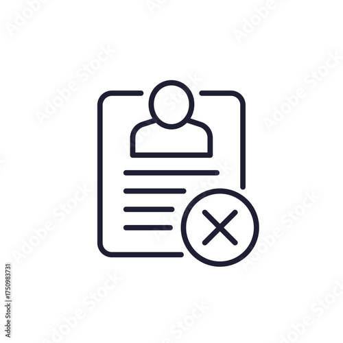 delete personal data line icon, erasing account or user profile