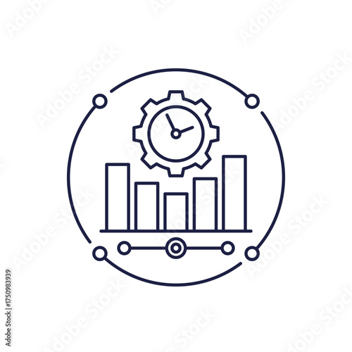 uptime icon with graph in line design
