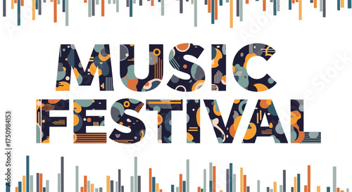A vibrant and colorful music festival event banner with abstract patterns.
