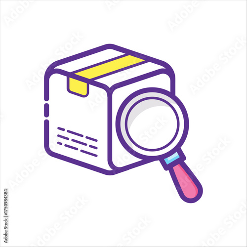 Package Search Icon – Delivery Tracking and Inspection Symbol
