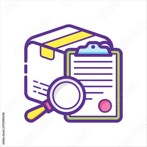 Package Inspection and Quality Control Icon Vector