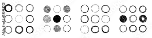 Set of sketchy hand drawn circle shapes and doodle elements