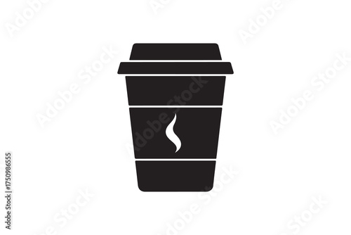 Disposable Coffee Cup Silhouette Icon Takeaway Hot Drink Paper Cup Vector
