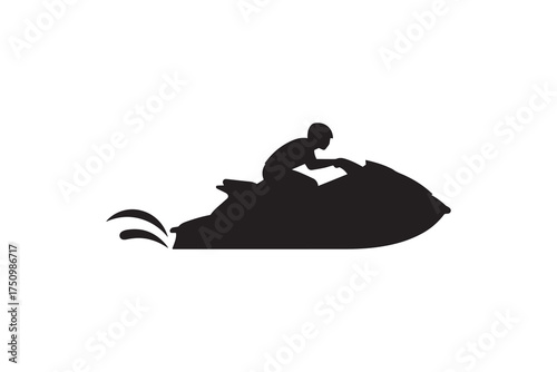Jet Ski Rider Silhouette Vector Extreme Water Sport Action Silhouette