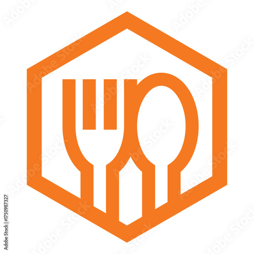 Kcal icon vector showing fork and spoon symbol for calorie count and nutrition information design.