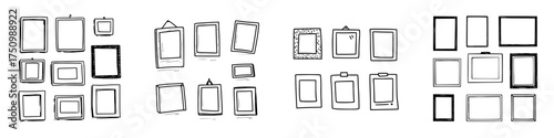 Hand drawn picture frames and empty photo holders collection