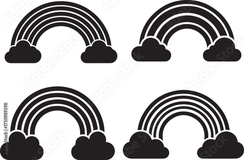 Rainbow silhouette vector set, rainbow icon, rainbow silhouette vector illustration