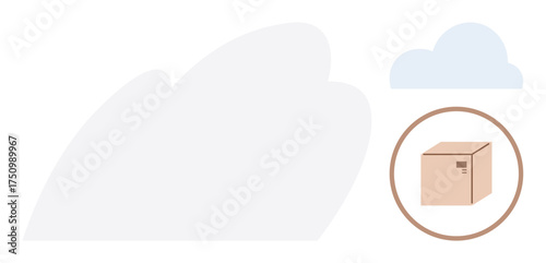 Cloud and package icon indicating digital storage, file sharing, or logistics. Ideal for technology, shipping, organization, efficiency, sustainability delivery data management. Simple flat