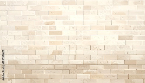 A detailed close-up showcases a beige brick wall. The bricks, subtly textured, create a repeating pattern, offering a clean, neutral surface