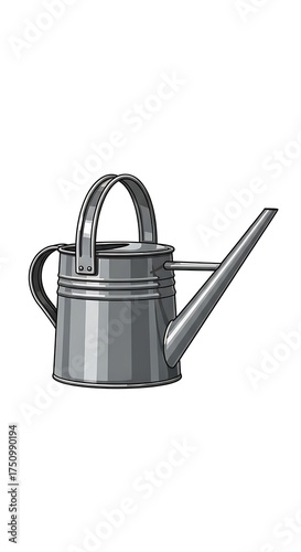 Vintage Watering Can Illustration - Gardening Tool for Plant Care.