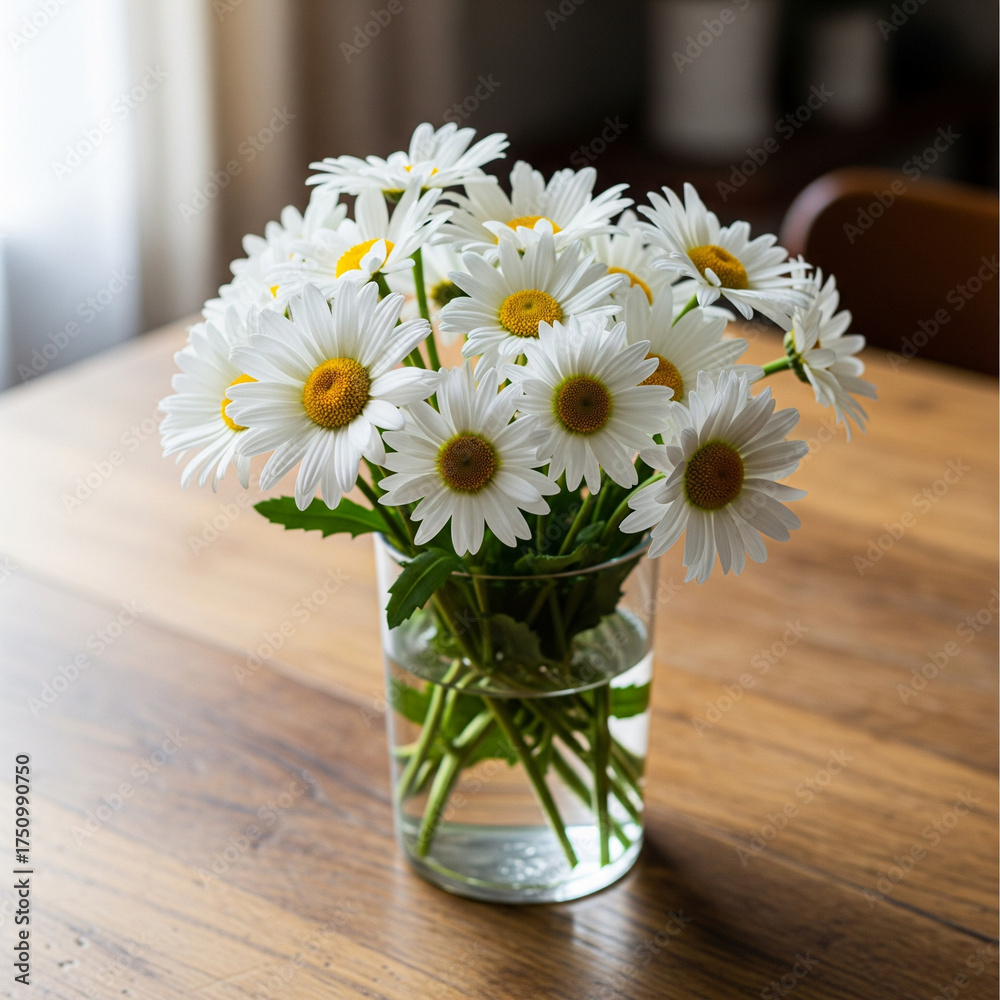 custom made wallpaper toronto digitalWhite daisies in a small vase