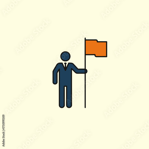 Businessman with flag icon flat vector design