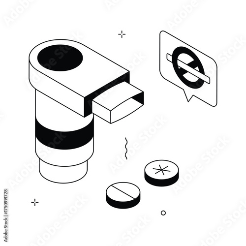 Take a look at this amazing illustration of inhaler in isometric style