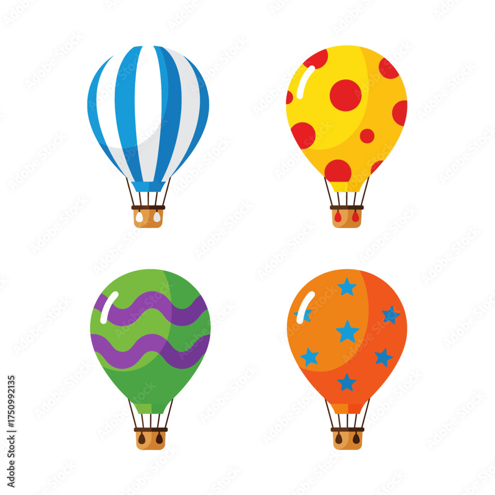 Fototapeta premium Colorful Hot Air Balloon Floating in Clear Blue Sky