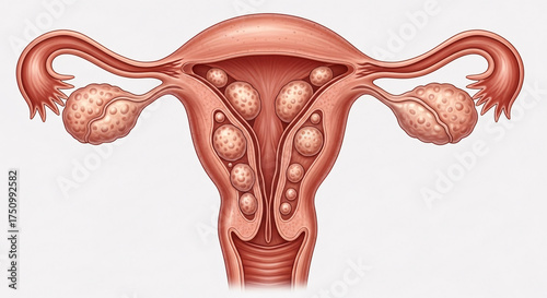 Uterine Fibroids Medical Illustration  Female Reproductive System Condition