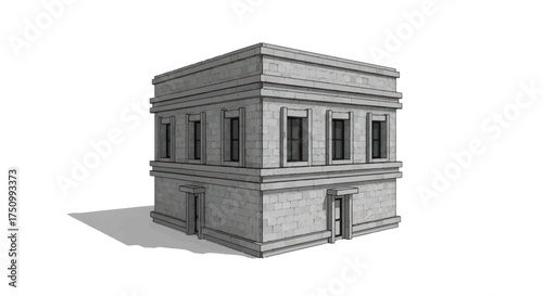 Quadro em tela A monochrome architectural rendering of an ancient square stone building with classical columns