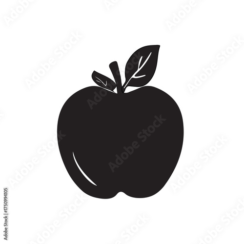 Healthy apple fruit silhouette