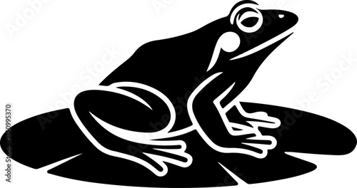 frog sitting on lily pad silhouette vector illustration