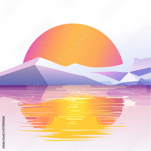 Untergehende Sonne am arktischen Meer