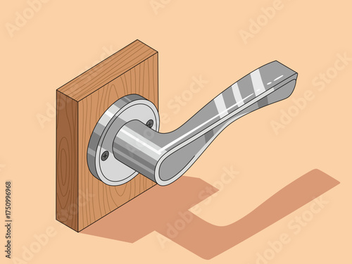 Door handle metallic illustration