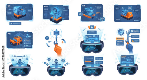 Virtual Reality and Augmented Reality Digital Interface Concepts.