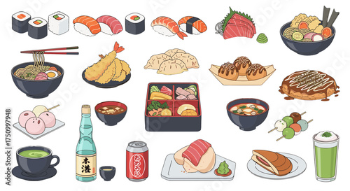 Collection of Delicious and Popular Japanese Foods and Drinks