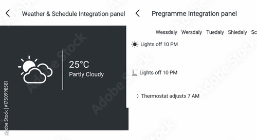 Smart Home Weather and Schedule Integration Panel Display.