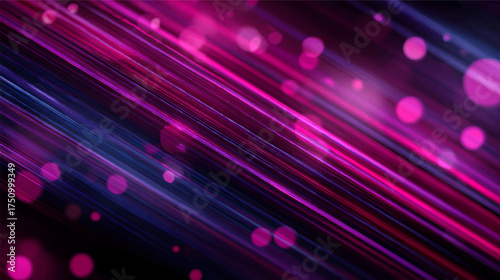 Abstract flowing lines in shades of pink and purple with glowing particles