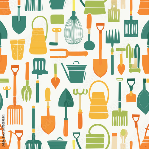 Garden tools pattern design illustration.