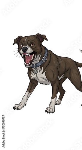 Aggressive Dog Illustration - Intense Gaze and Threatening Stance.